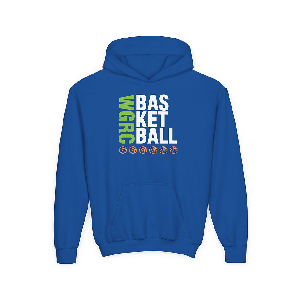Thumbnail: Basketball Stacked - Youth Heavy Blend Hooded Sweatshirt