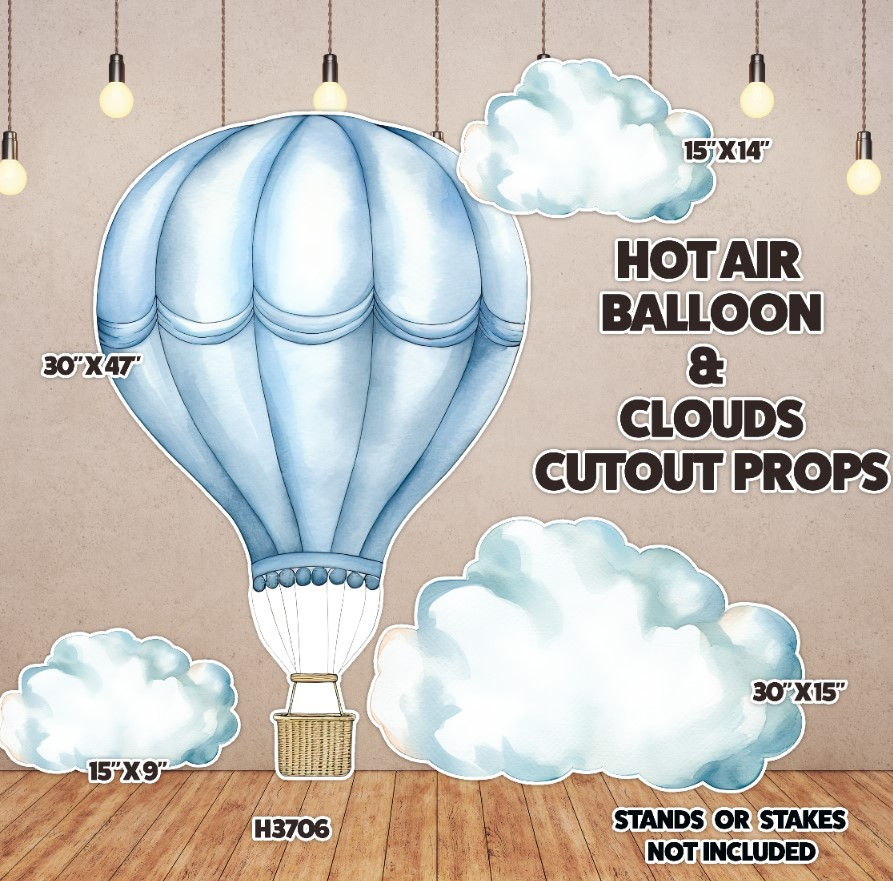 H3706 4 PIECE HOT AIR BALLOON AND CLOUD PROP SET