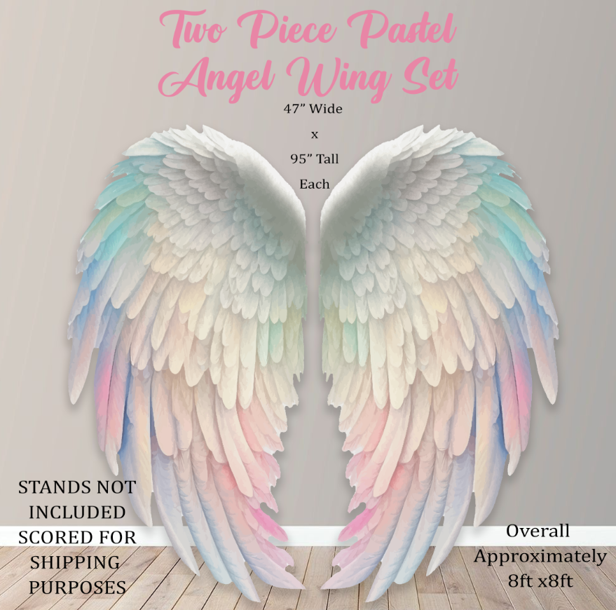8FT TWO PIECE PASTEL ANGEL WING SET (H2663X2)