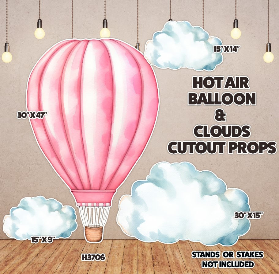 H3707 4 PIECE HOT AIR BALLOON AND CLOUD PROP SET
