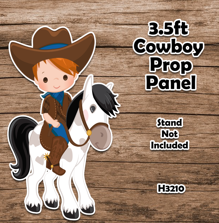 3.5FT TALL COWBOY ON HORSE PROP PANEL H3210