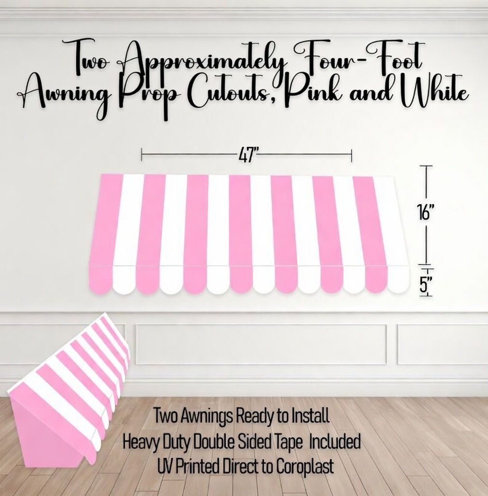 SET OF 2 4FT PINK AWNING - CANOPY - MOUTING ADHESIVSE INCLUDED