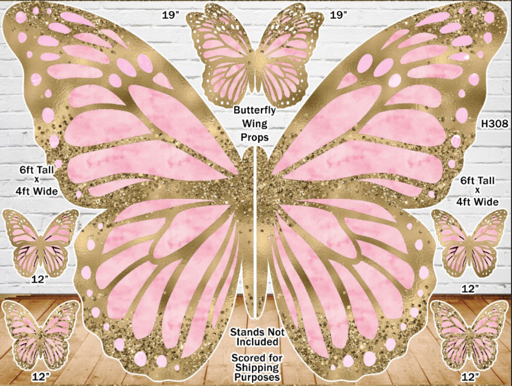 H2906 GOLD AND PINK BUTTERFLY WINGS