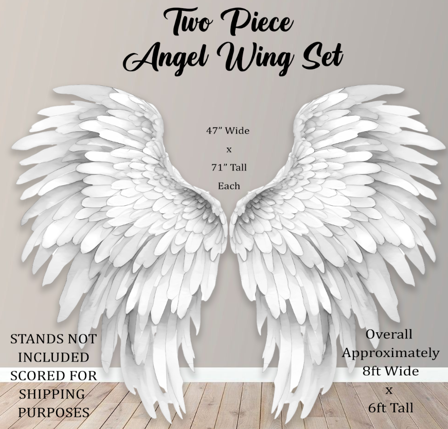 6FT TWO PIECE WHITE ANGEL WING SET (H2673X2)