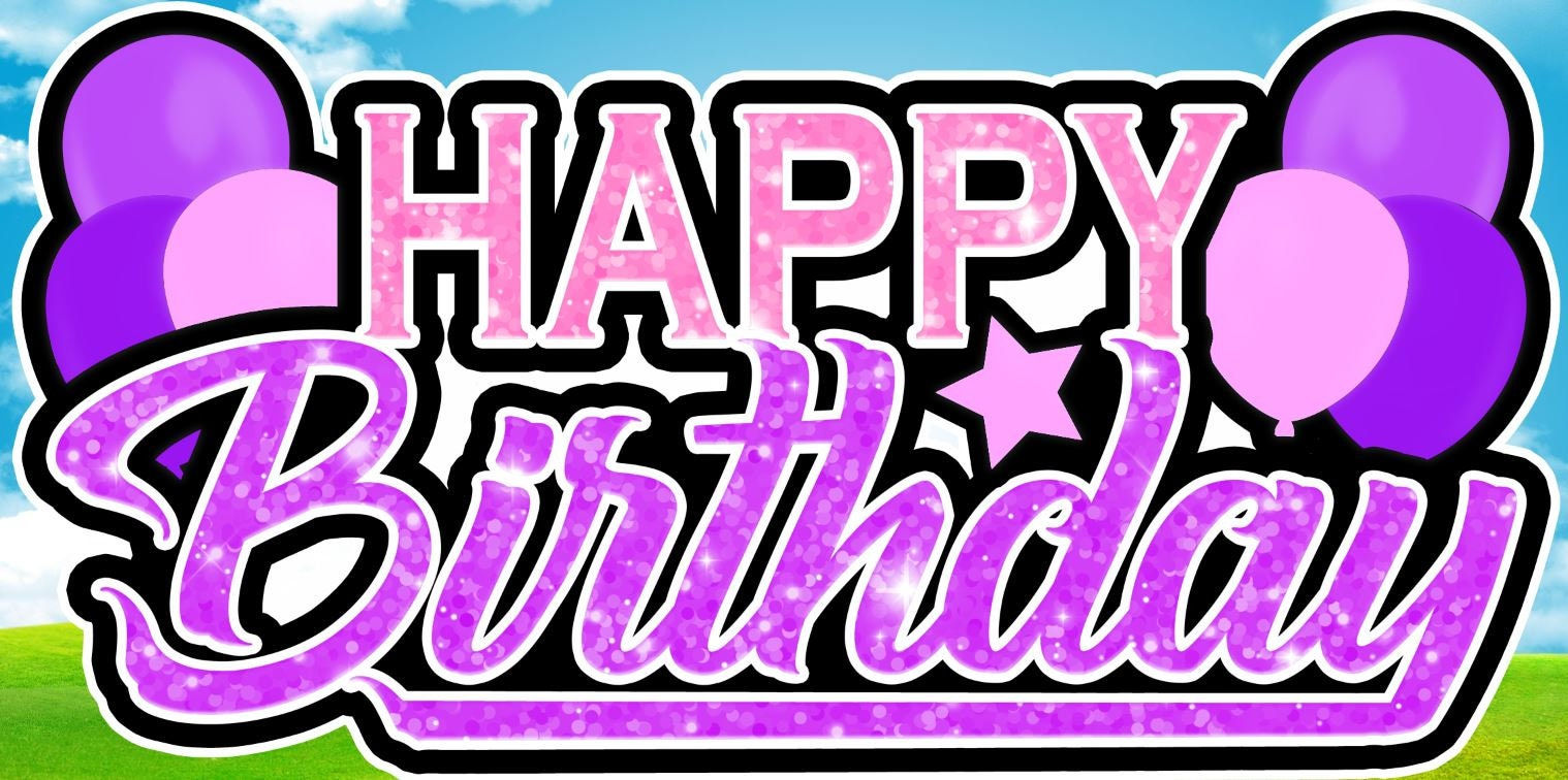 Happy Birthday 1 Piece Yard Card, Approx. 4ft x 2ft, Prop Panel