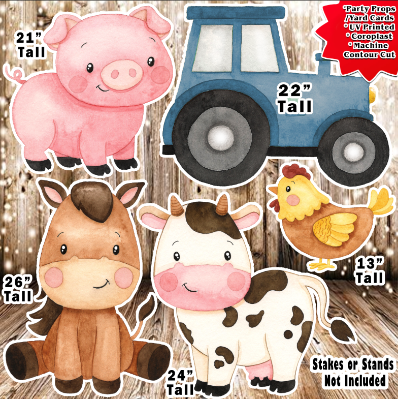 H068 FARM ANIMALS BLUE TRACTOR