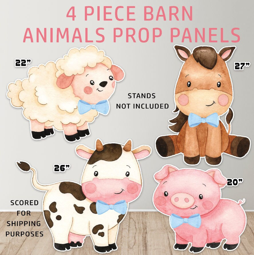 H2550 4 Piece Coroplast Blue Bow Farm Prop Cutouts, Stands Not Included