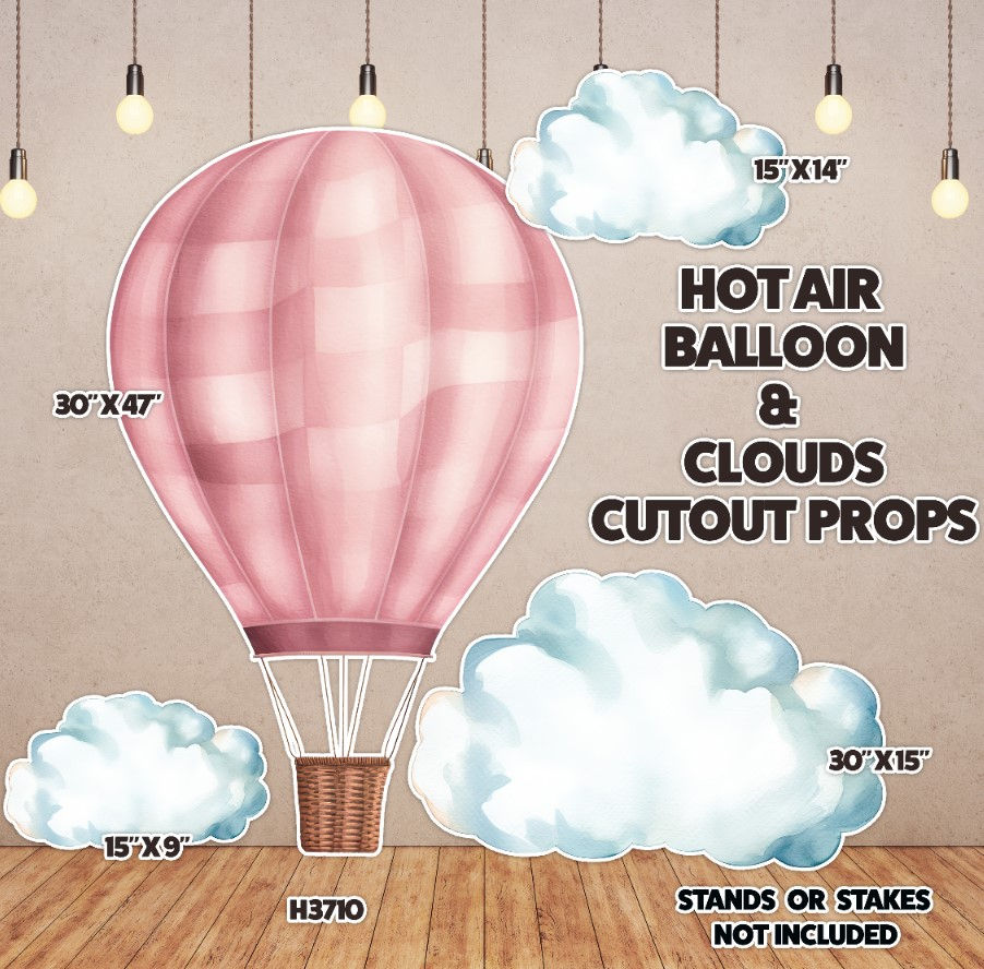 H3710 4 PIECE HOT AIR BALLOON AND CLOUD PROP SET
