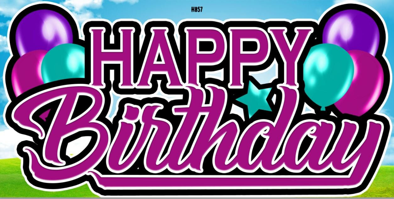 Happy Birthday 1 Piece Yard Card, Approx. 4ft x 2ft, Prop Panel