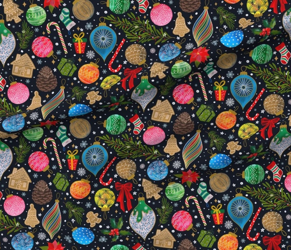 Christmas baubles fabric