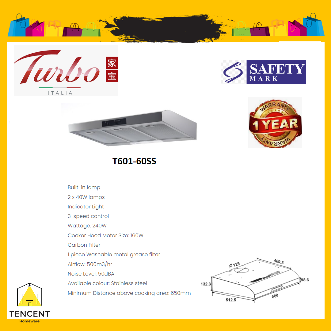 Turbo Incanto T601-60SS 60cm conventional hood