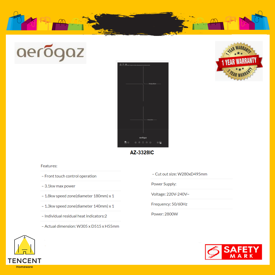 Aerogaz AZ-3328IC 30cm Dual Zone Induction Hob