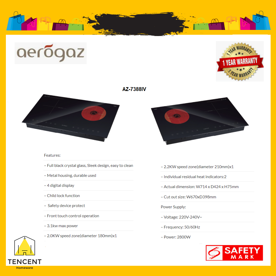 Aerogaz AZ-7388iV Induction +Vitro-ceramic Hob