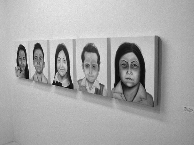 Contemporary portrait of a child and adult face merged in one composition from La Máquina de Influir by Bertha Montalvo