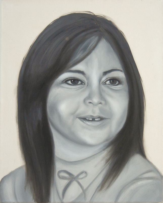 Contemporary portrait of a child and adult face merged in one composition from La Máquina de Influir by Bertha Montalvo