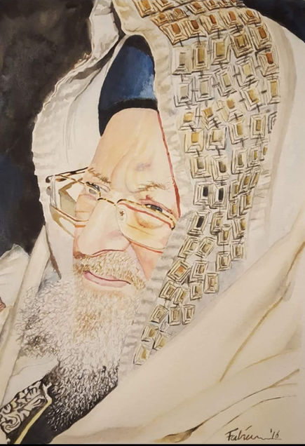 ציור דיוקן של הרב מרדכי אליהו