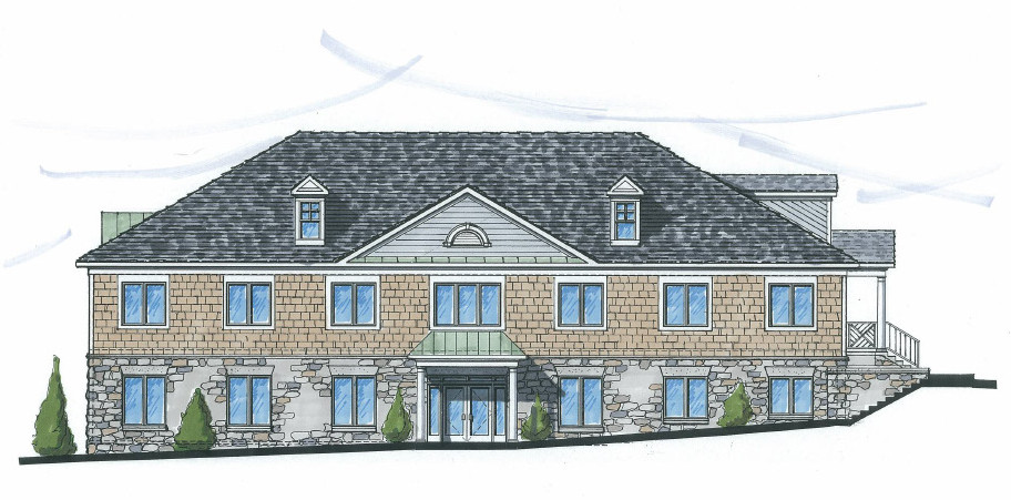 a hand drawn architectural rendering of a building