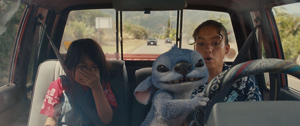 (L-R) Maia Kealoha as Lilo, Stitch and Sydney Agudong as Nani in Disney’s live-action LILO & STITCH. Photo courtesy of Disney. © 2025 Disney Enterprises Inc. All Rights Reserved.