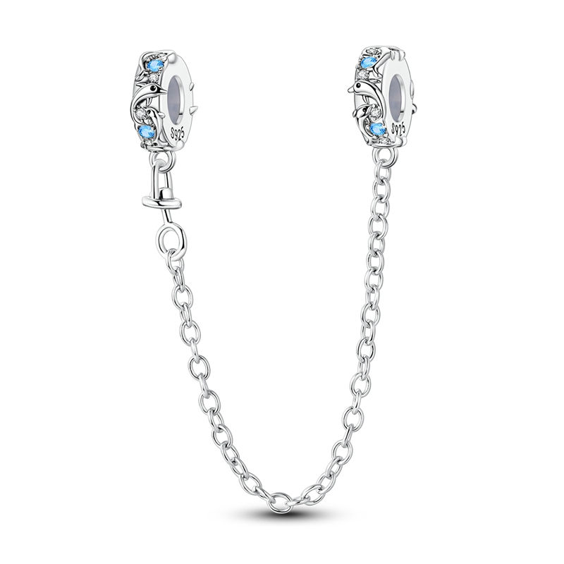 Miniatura: 925 Sterling Silver Travel Bee Safety Chain Pendant Charms Jewellery Fit Origina