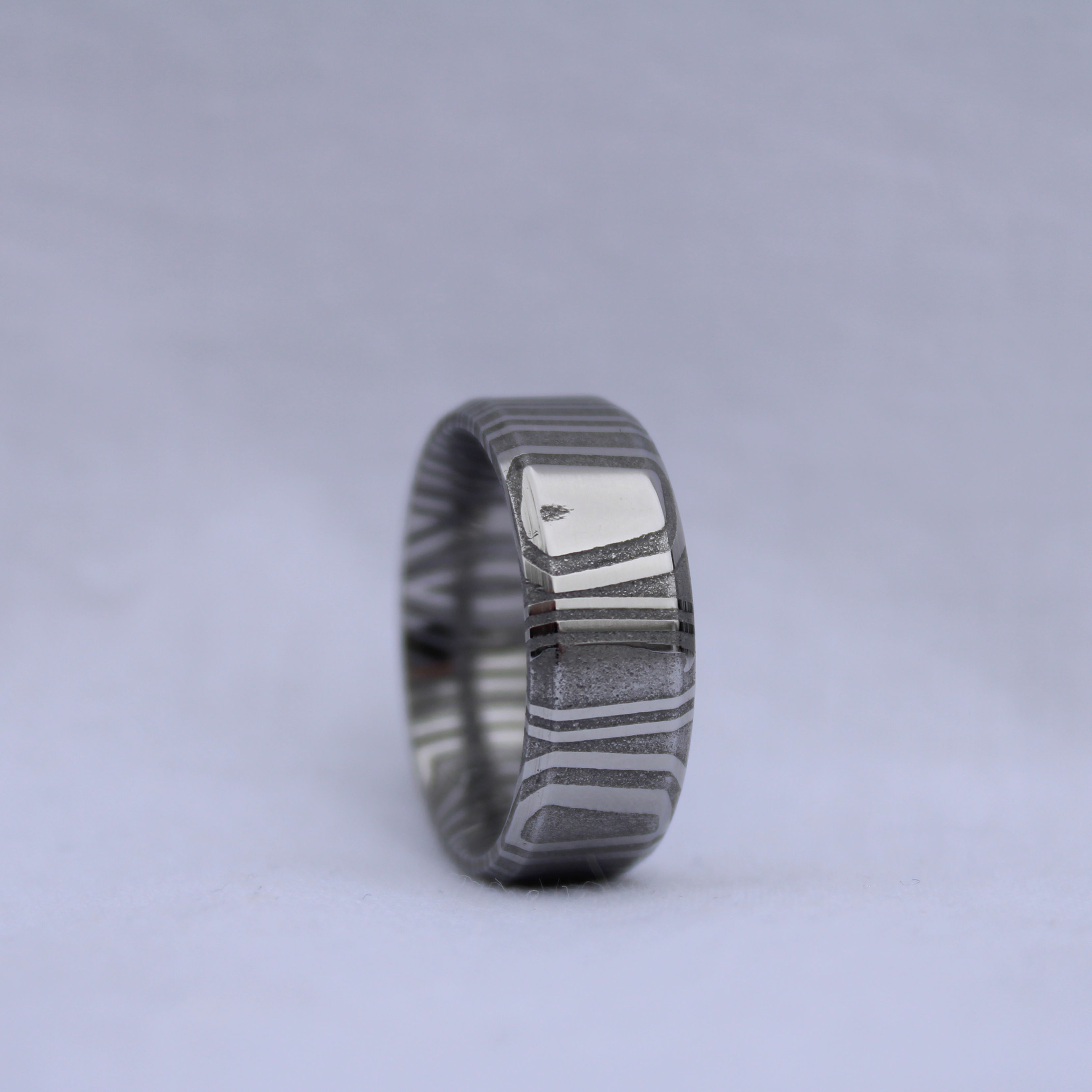Sharktooth Damascus Ring