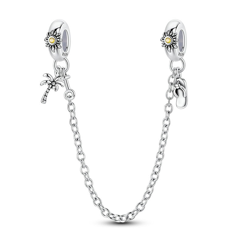 Miniatura: 925 Sterling Silver Travel Bee Safety Chain Pendant Charms Jewellery Fit Origina