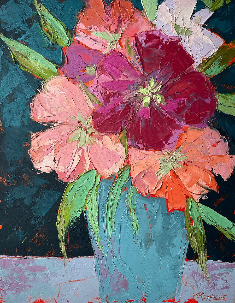 Blue Vase with Red Flowers