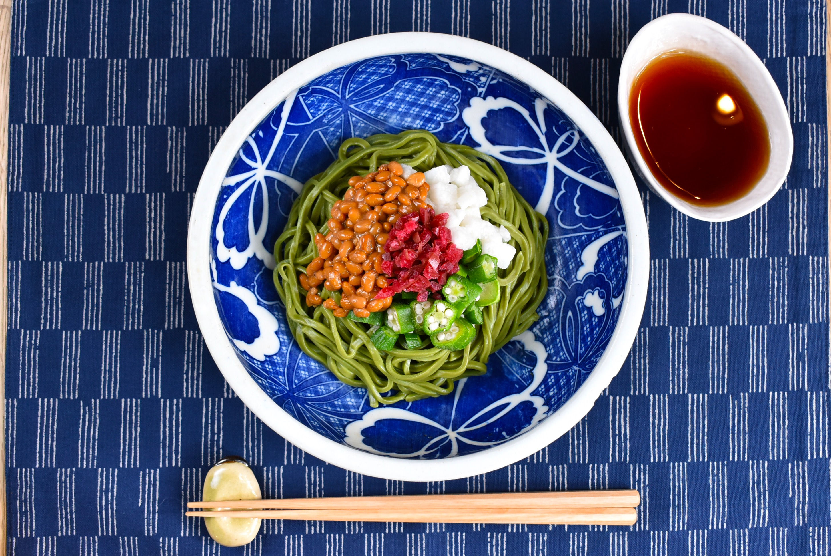 【4食セット】(冷)和風だしのきいた長芋とオクラ梅納豆わかめ麺