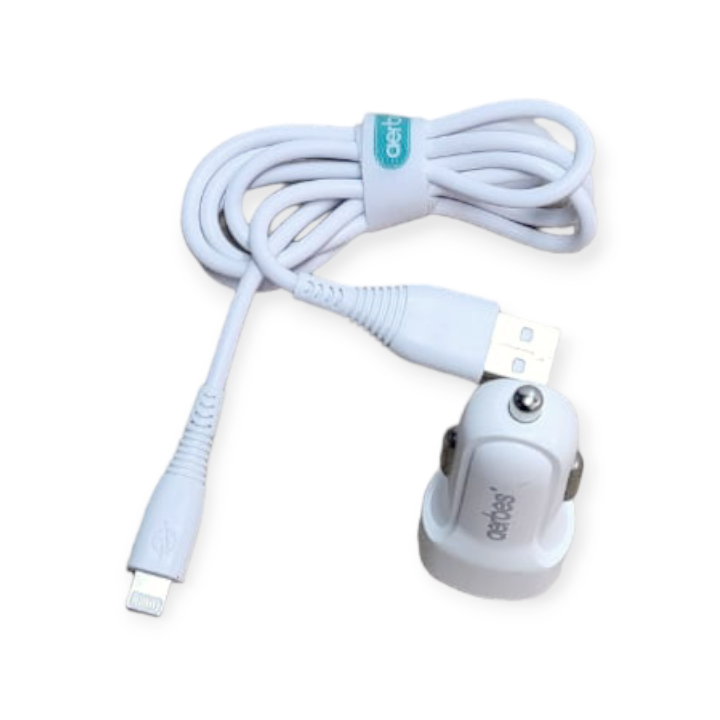 Thumbnail: Aerbes AB-Q538i Dual USB Car Charger With iPhone Cable