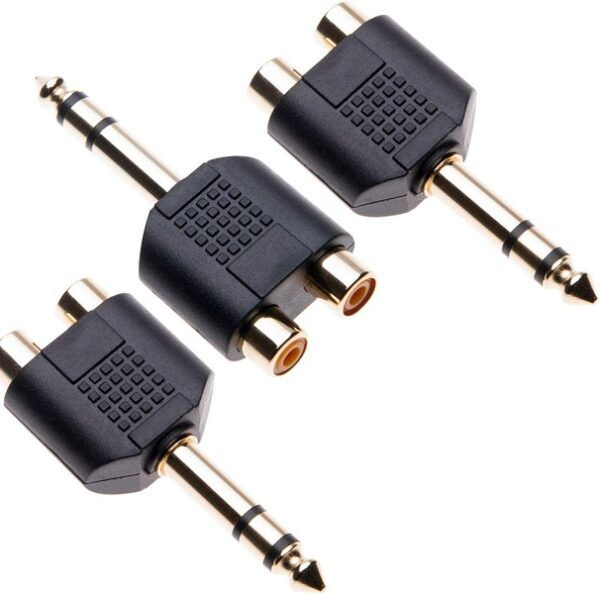 Thumbnail: SE-L153 6.35mm Stereo Audio Plug To 2 RCA Female Splitter Adapter Pack Of 100