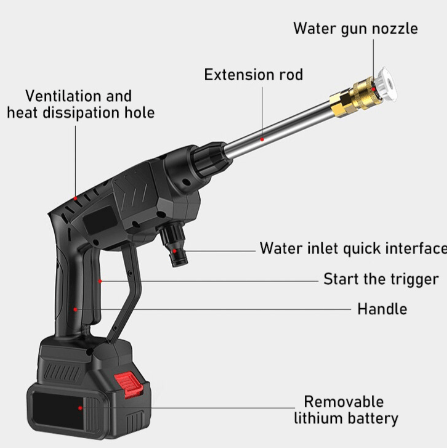 Thumbnail: JG000267 Wireless High Pressure Hand Held Car Washing Machine Gun 1500mah