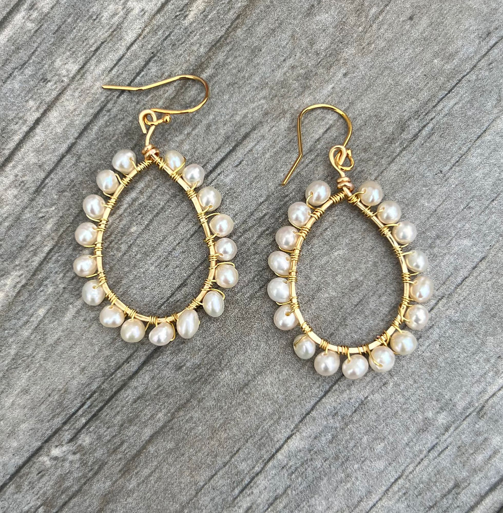 Wire Wrapped Pearl Earrings