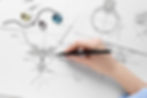 Hand drawing intricate jewellery sketches as part of Guardian Jewels’ bespoke design process.