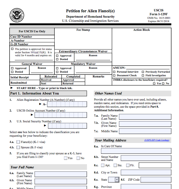 how to file the k1 visa petition form i 129f and supporting what is form i 130