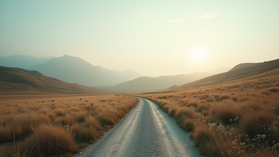 Close-up view of a serene landscape with a winding path