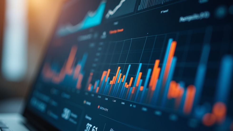 Close-up view of a digital dashboard showing marketing performance metrics