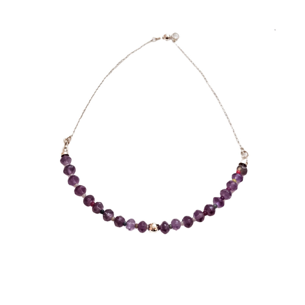 Collar corto Amatistas con ágatas de colores