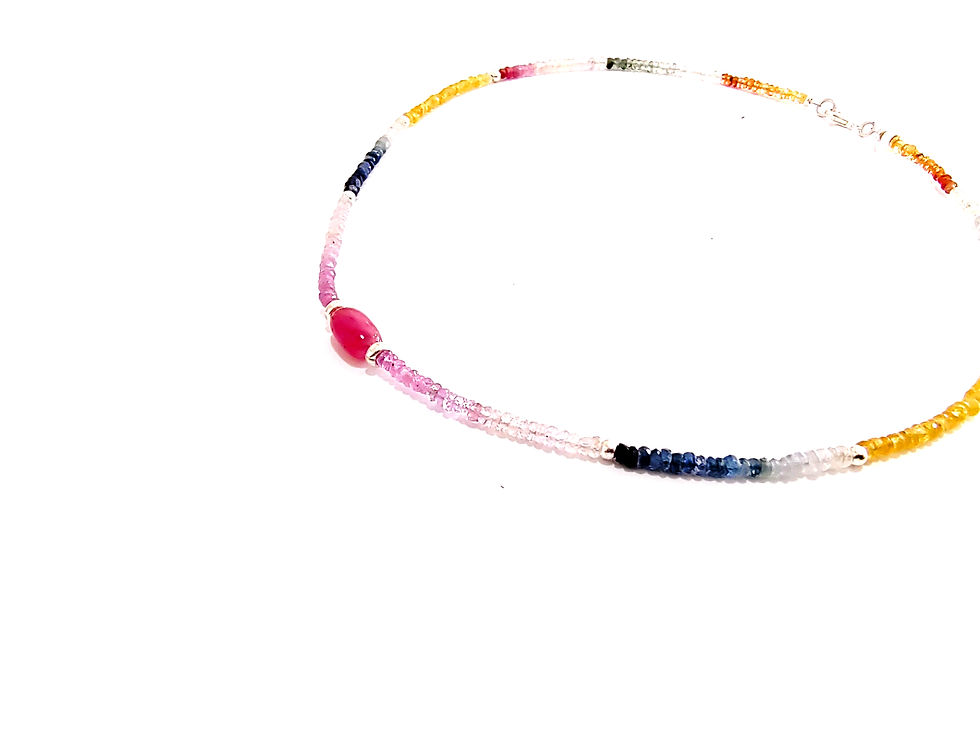Miniatura: Collar rubí y multi zafiro