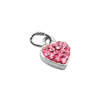 7mm Heart Charm w/ Pink CZ Sterling Silver