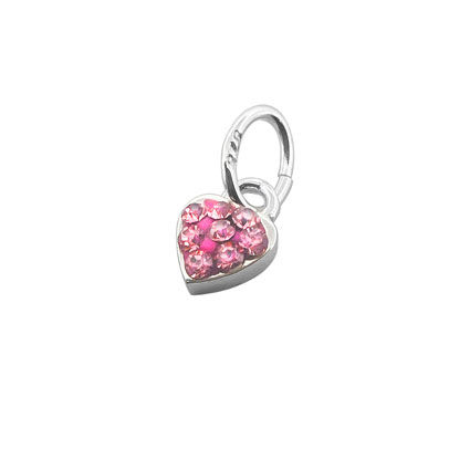 5mm Pink CZ Mini Heart Charm Sterling Silver