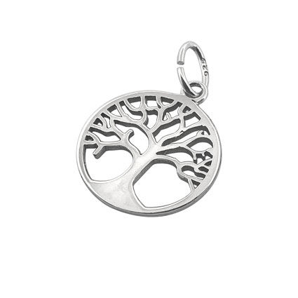 14mm Tree of Life Flat Charm Sterling Silver
