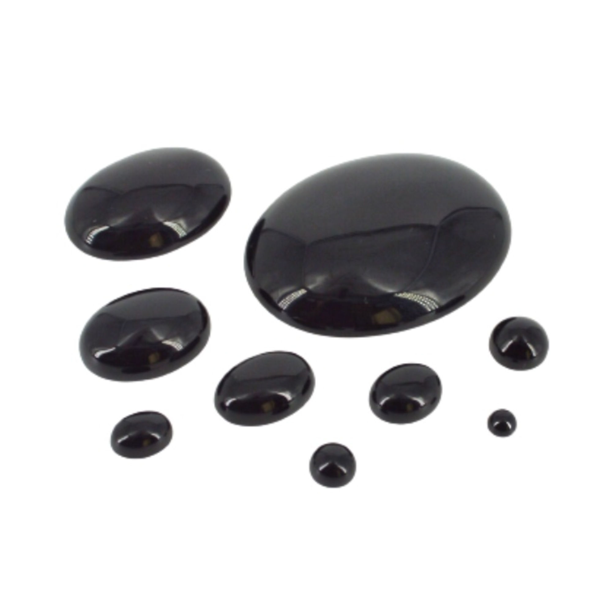 8mm x 6mm Black Onyx Cabochon - Pack of 10