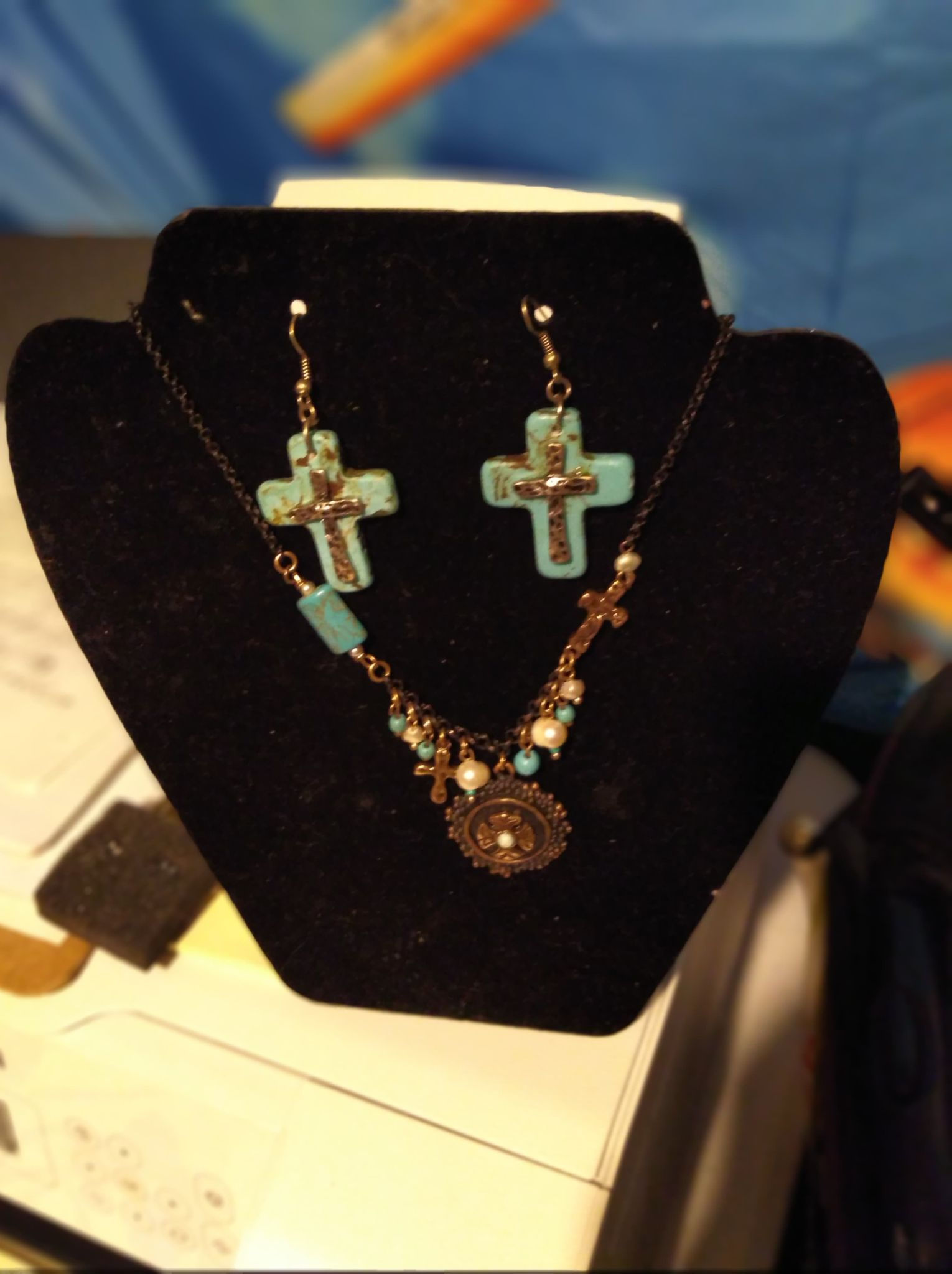 Cross Necklace ad Earring set