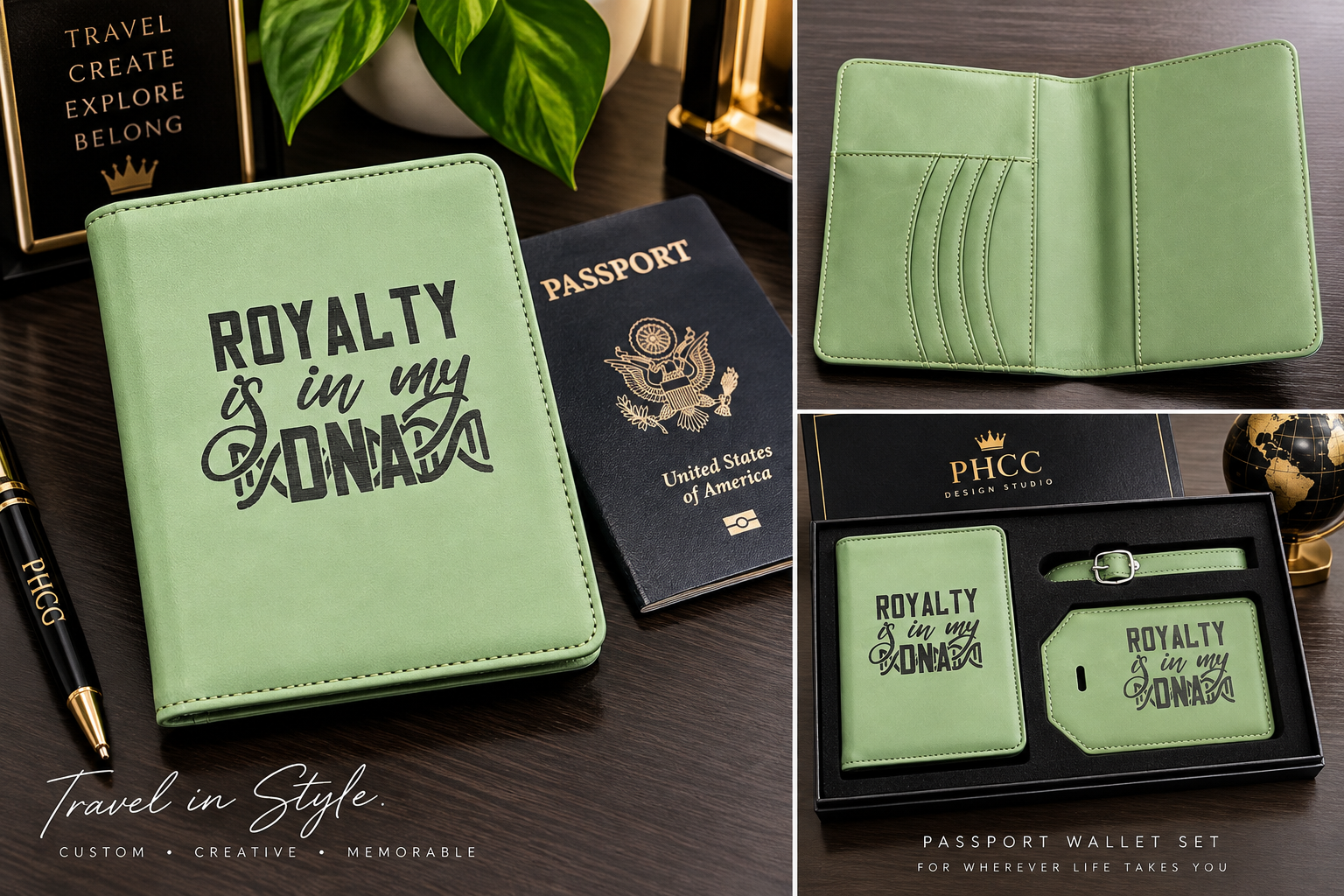Personalized Leatherette Passport Holder