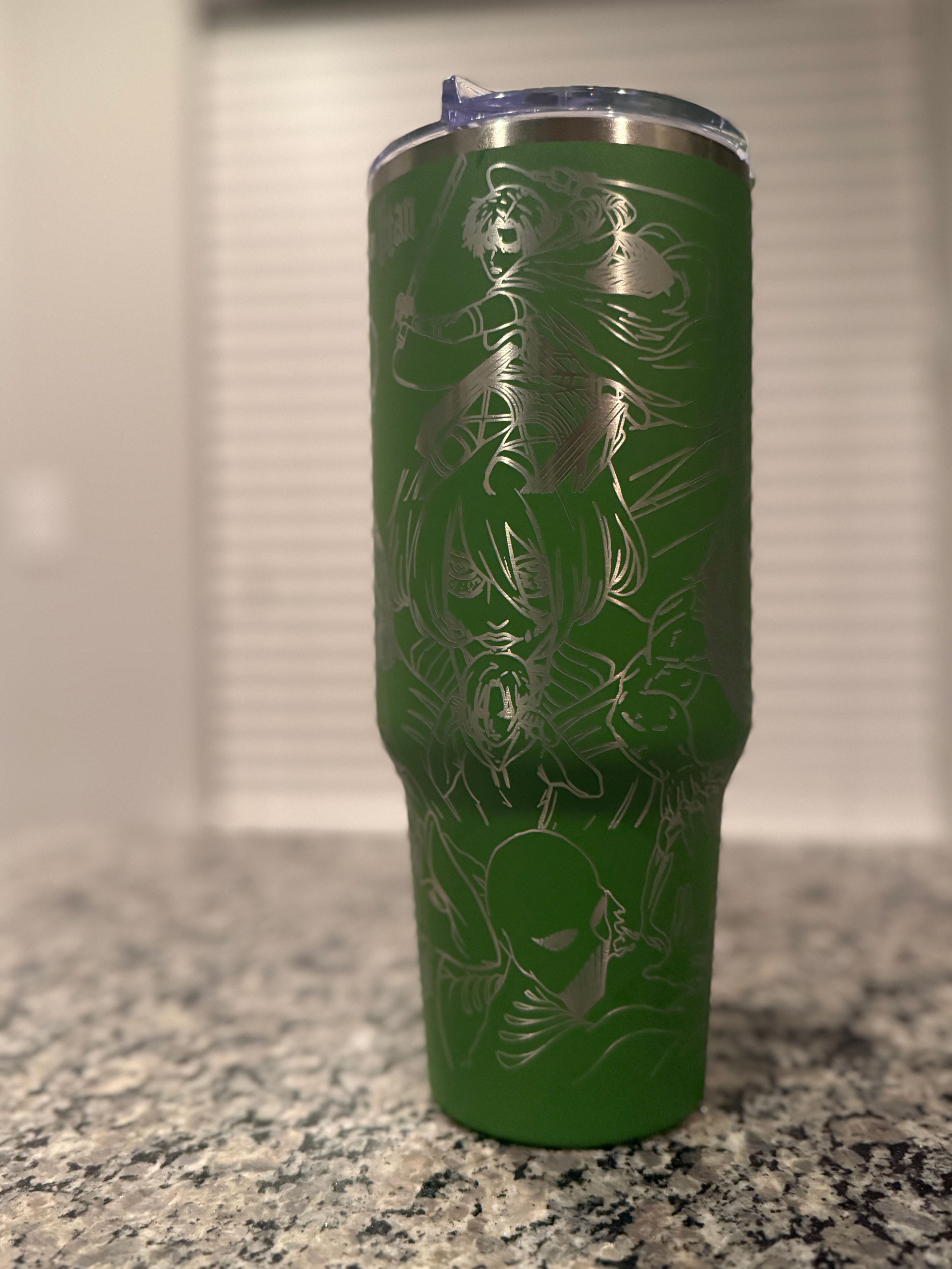 Attack on Titan Engraved 40oz Tumbler | Character Collage Design