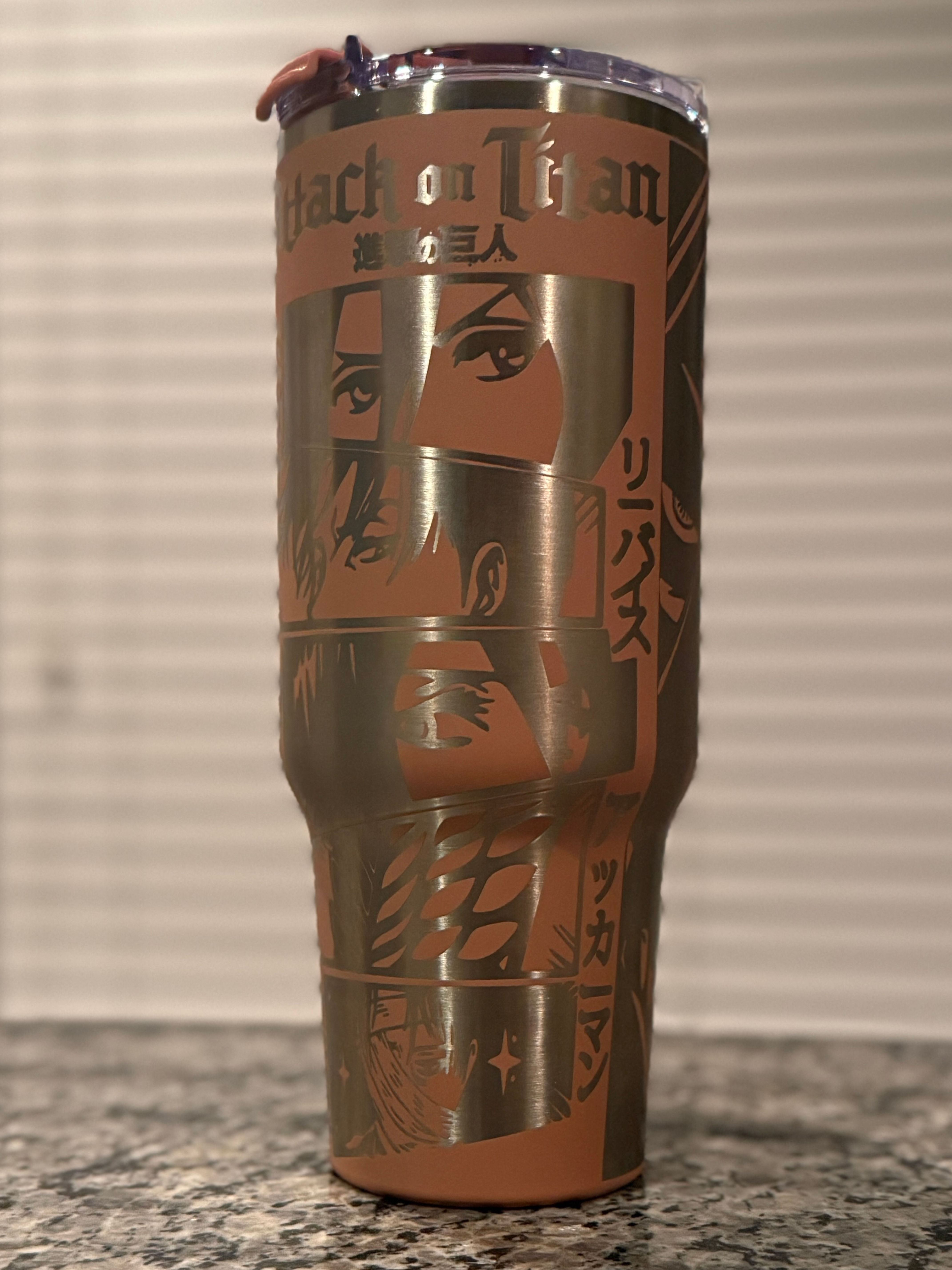 Attack on Titan Engraved 40oz Tumbler | Manga Panel Design