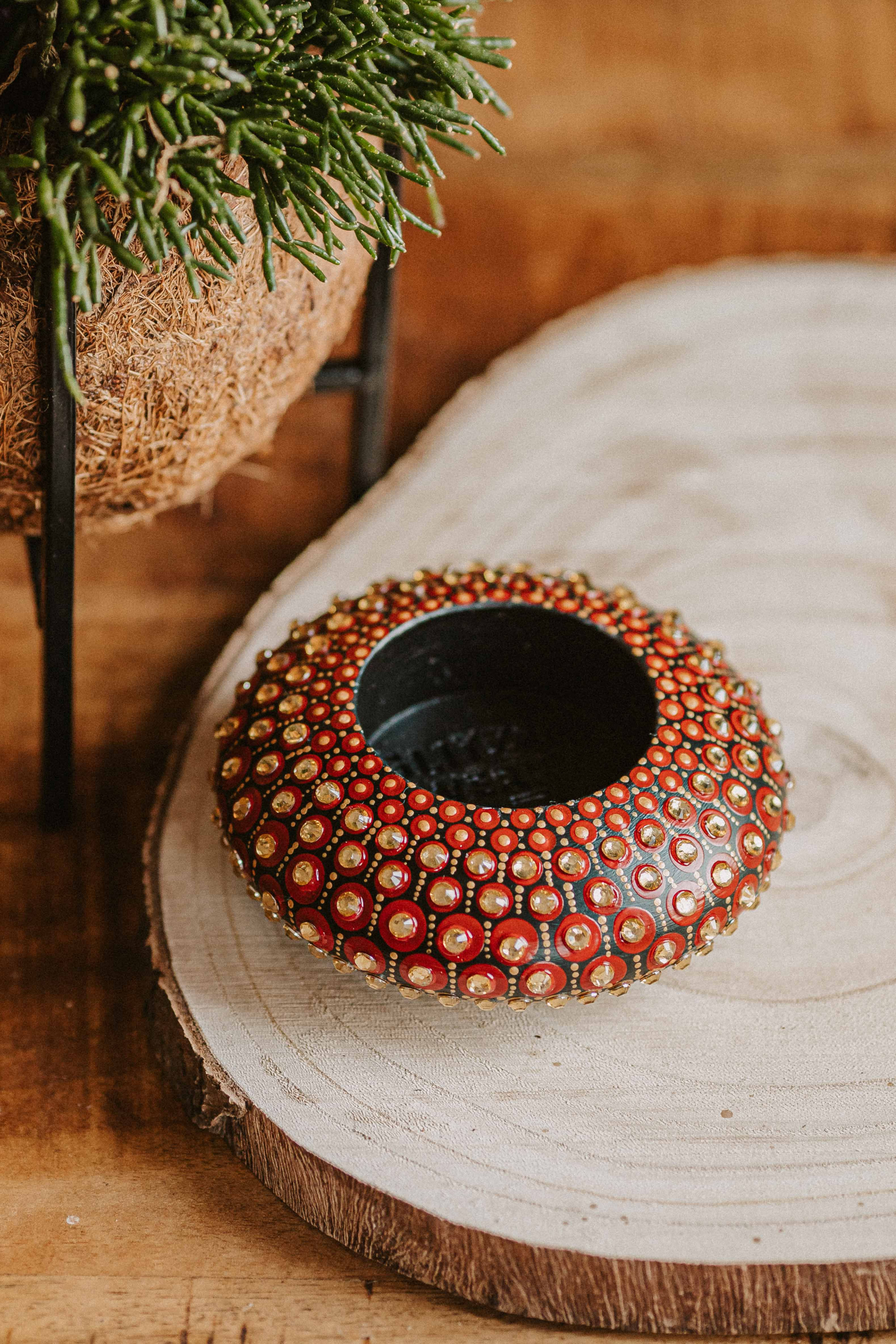 Red Mandala Bliss Tea Light Holder