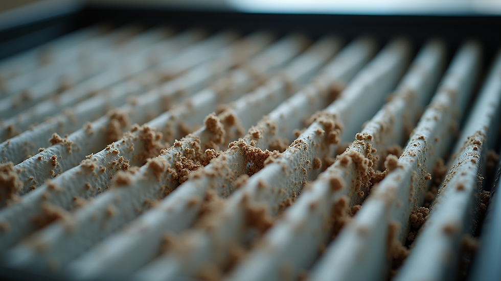 Close-up view of a dirty air filter