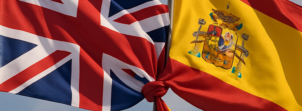 Easy NLV logo - Crossed Spanish & British flags symbolising connection. Supports theme of helping Brits transition to a new life in Spain