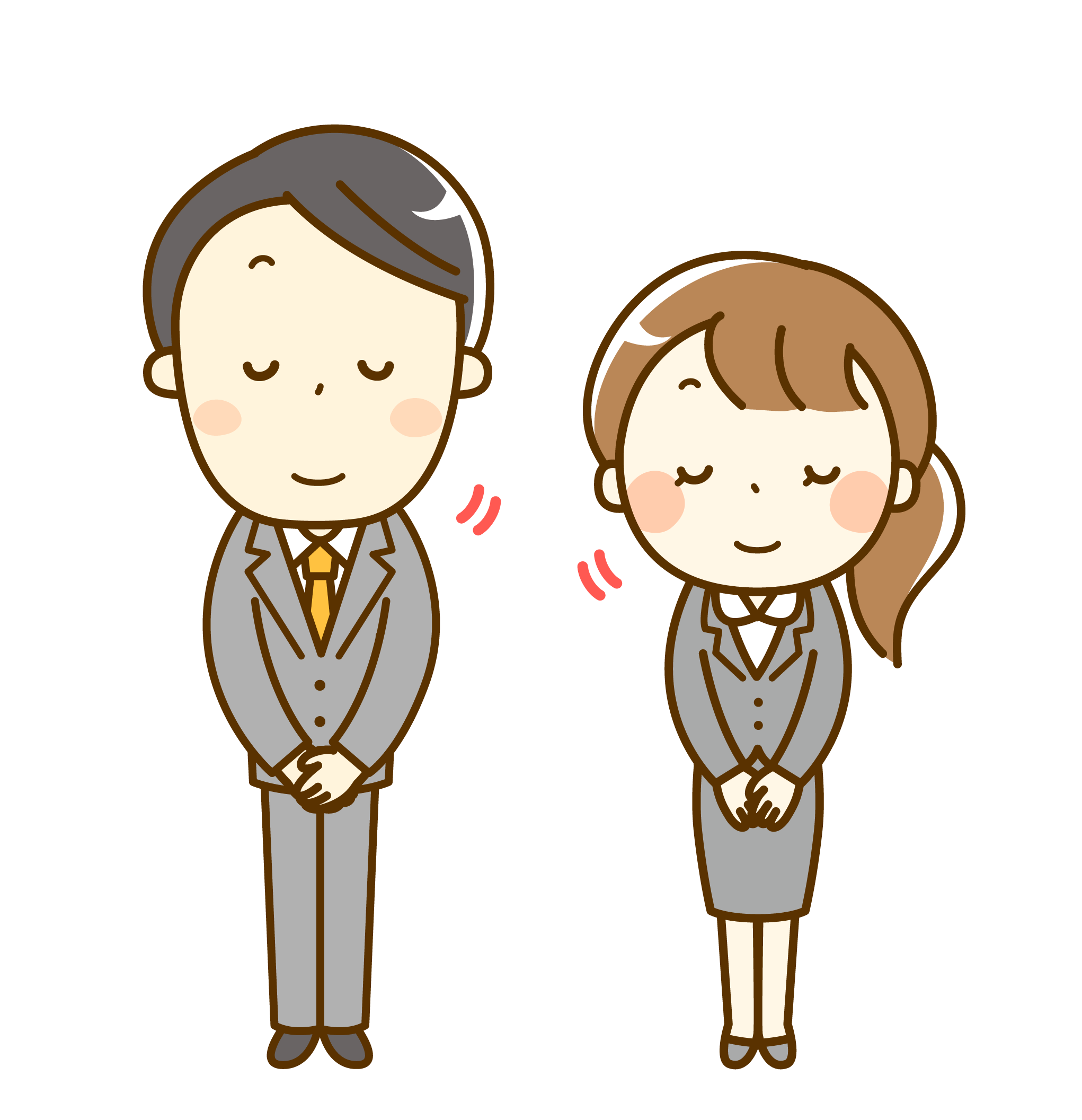 おじぎをするスタッフのイラスト
