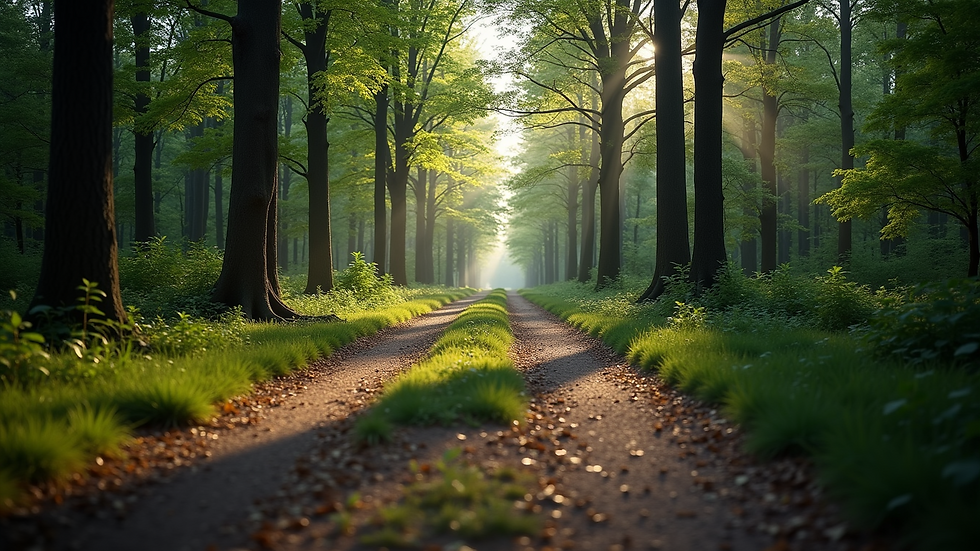 High angle view of a calm forest path